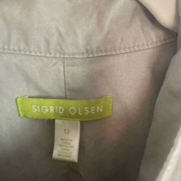Sigrid Olsen Sage Green Utility Cargo Zip Up Drawstring Jacket Size 12 - Picture 5 of 14